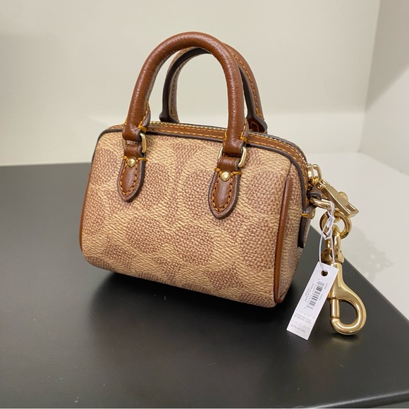 Coach Mini Rowan Satchel Bag Charm In Signature Canvas CX068 - Picture 3 of 7